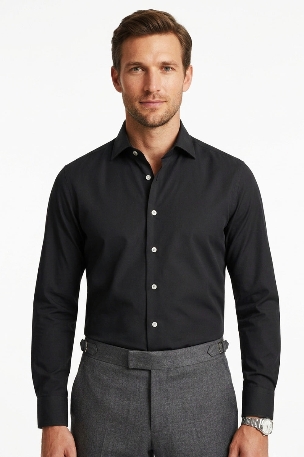 Venhoma Cotton Men's Charcoal Black Shirt