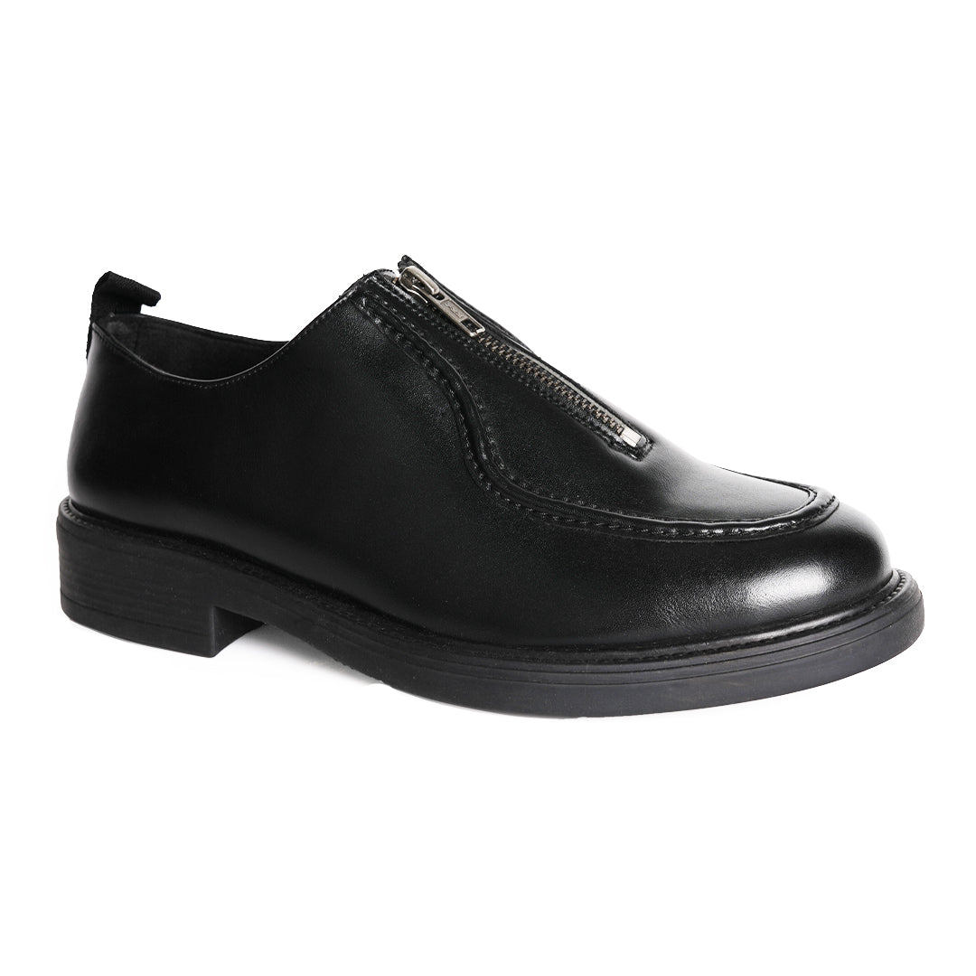 Monkstory Cosmopolitan Zip-Up Loafers  - Black