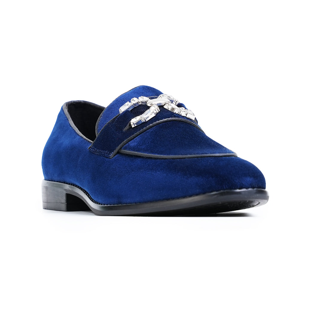 Monkstory Velvet Crystal Bit Loafers – Royal Blue