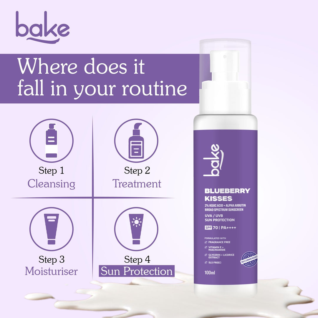 Blueberry Kisses Kojic Acid Sunscreen with 2% Alpha Arbutin SPF 70 PA+++ - Suspire