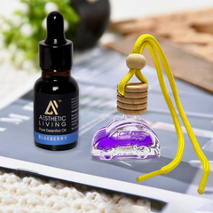 Aesthetic Living Car Aromatizer Diffuser Bottle with Essential Oil (Car shape bottle -10ml + Essential oil- 15ml)