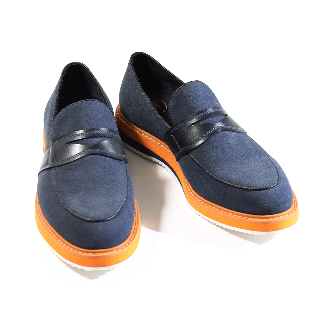 Monkstory Escape Stacked Sole Penny Loafers – Navy Blue