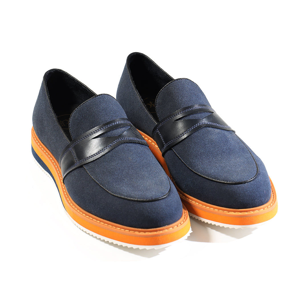 Monkstory Escape Stacked Sole Penny Loafers – Navy Blue
