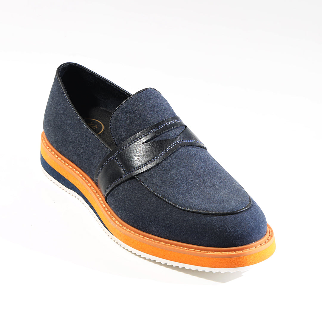 Monkstory Escape Stacked Sole Penny Loafers – Navy Blue