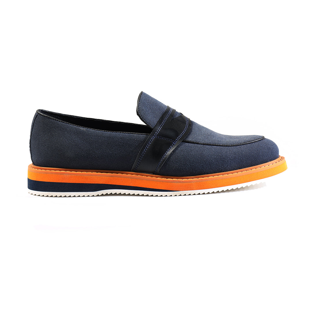 Monkstory Escape Stacked Sole Penny Loafers – Navy Blue