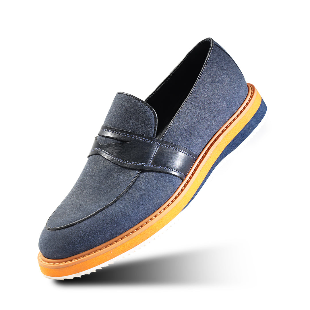 Monkstory Escape Stacked Sole Penny Loafers – Navy Blue