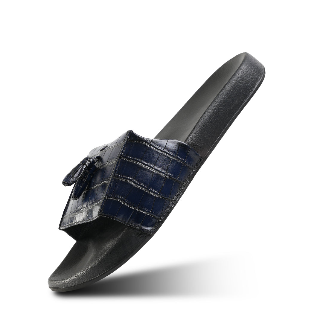 Monkstory Old Money Tassel Sliders - Blue