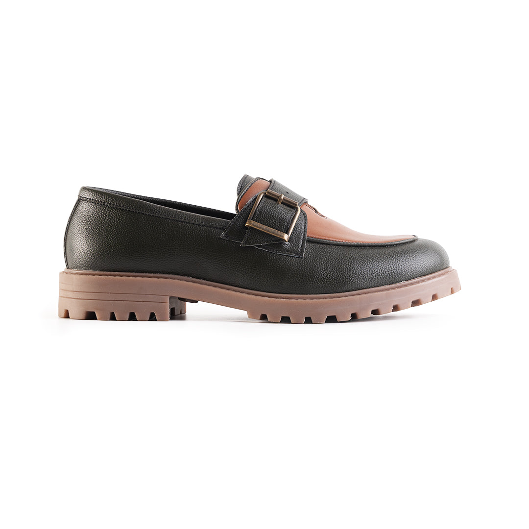 Monkstory Cosmopolitan Buckled Loafers  - Olive/Tan
