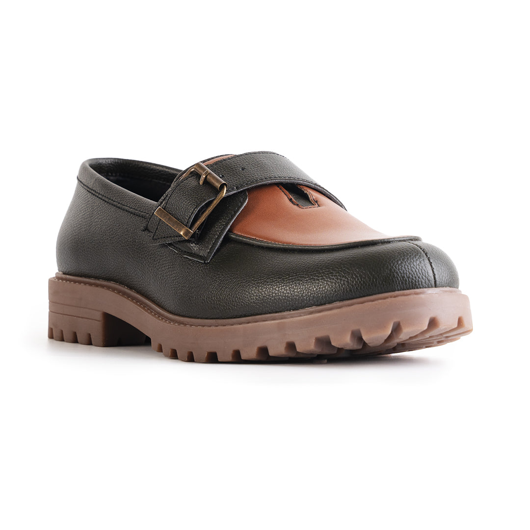 Monkstory Cosmopolitan Buckled Loafers  - Olive/Tan
