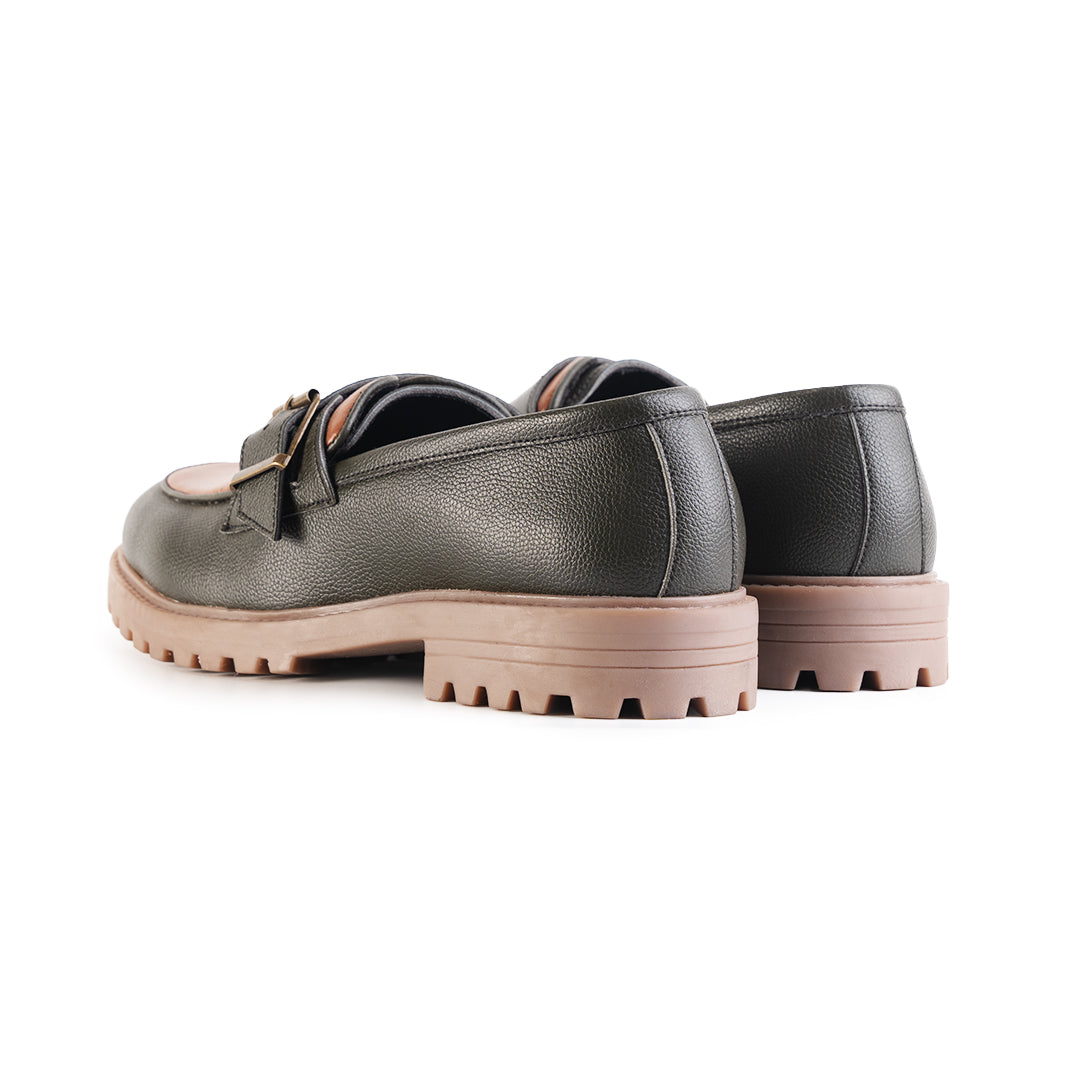 Monkstory Cosmopolitan Buckled Loafers  - Olive/Tan