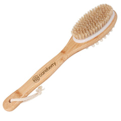 Careberry 's Dual-Action Bamboo Body Brush | Exfoliating Wet & Dry Bath Brush | Removes Dead Skin | Body Back Massager Wooden Brush