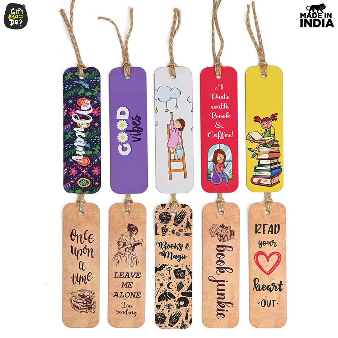 Gift Kya De Bookmarks Set of 5 & 10 Creative Book Marks for Book | Unique Gifts for Book Lovers | Tassel Dori | Book Accessories