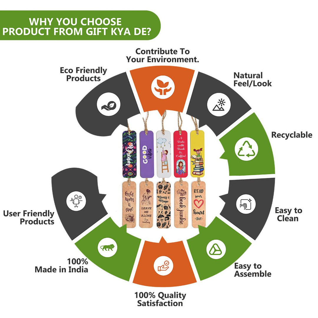 Gift Kya De Bookmarks Set of 5 & 10 Creative Book Marks for Book | Unique Gifts for Book Lovers | Tassel Dori | Book Accessories