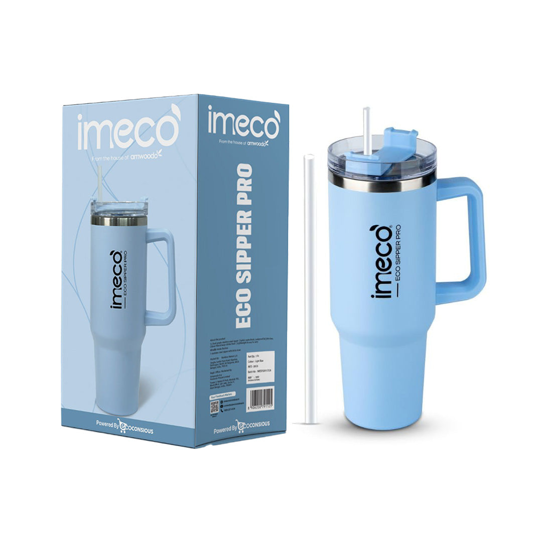 IMECO ECO-SIPPER PRO Insulated Stainless Steel Tumbler - Stylish Cup with Lid & Straw - Leak-Proof & BPA-Free - 1200 ml