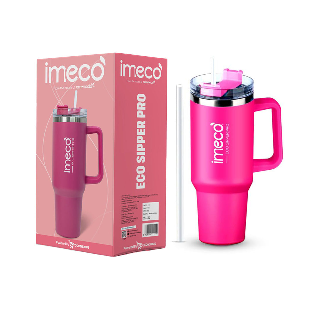 IMECO ECO-SIPPER PRO Insulated Stainless Steel Tumbler - Stylish Cup with Lid & Straw - Leak-Proof & BPA-Free - 1200 ml