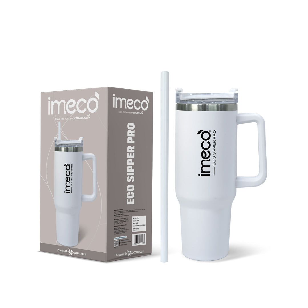 IMECO ECO-SIPPER PRO Insulated Stainless Steel Tumbler - Stylish Cup with Lid & Straw - Leak-Proof & BPA-Free - 1200 ml