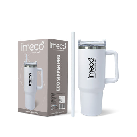 IMECO ECO-SIPPER PRO Insulated Stainless Steel Tumbler - Stylish Cup with Lid & Straw - Leak-Proof & BPA-Free - 1200 ml