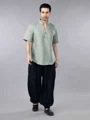 Gothilo Sage Green Linen Casual Short Sleeves Shirt