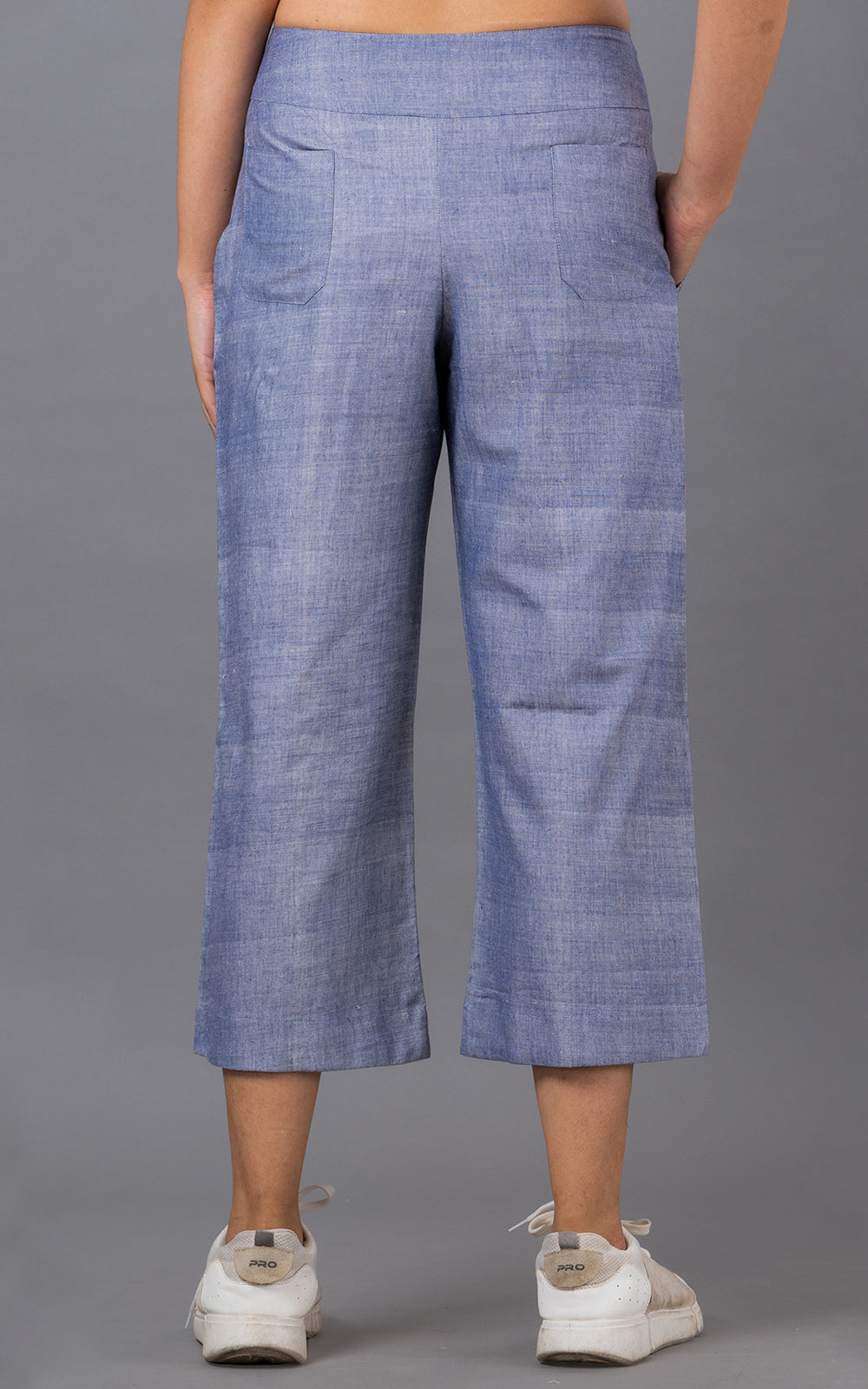 OCAU Blue solid wide leg cropped pants