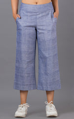 OCAU Blue solid wide leg cropped pants