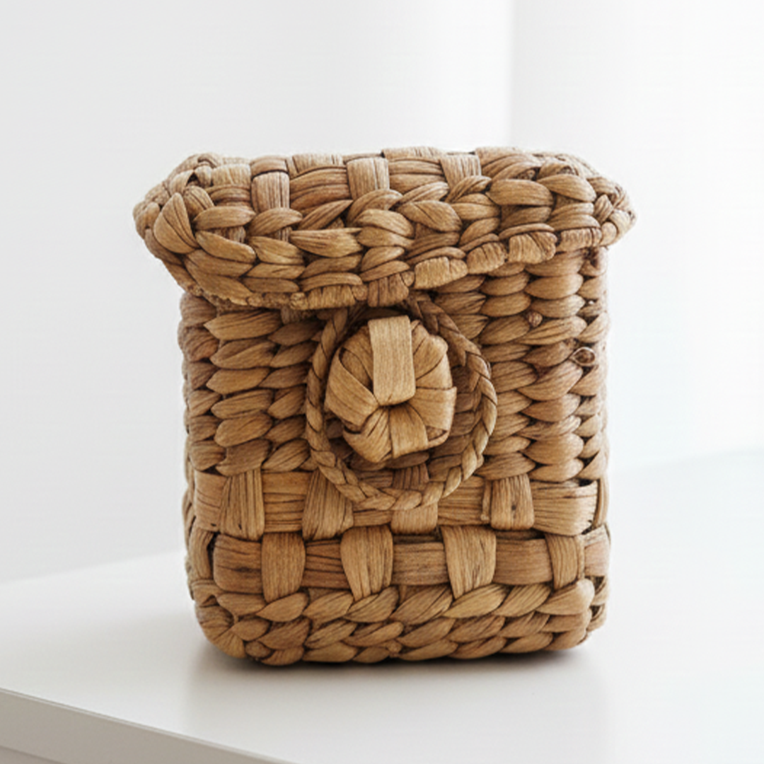 KHEONI Traditional Palm Leaf Water Water Hyacinth Box Multipurpose Storage & Utility Box – Mittai Petti, For Home, Office, Gifting