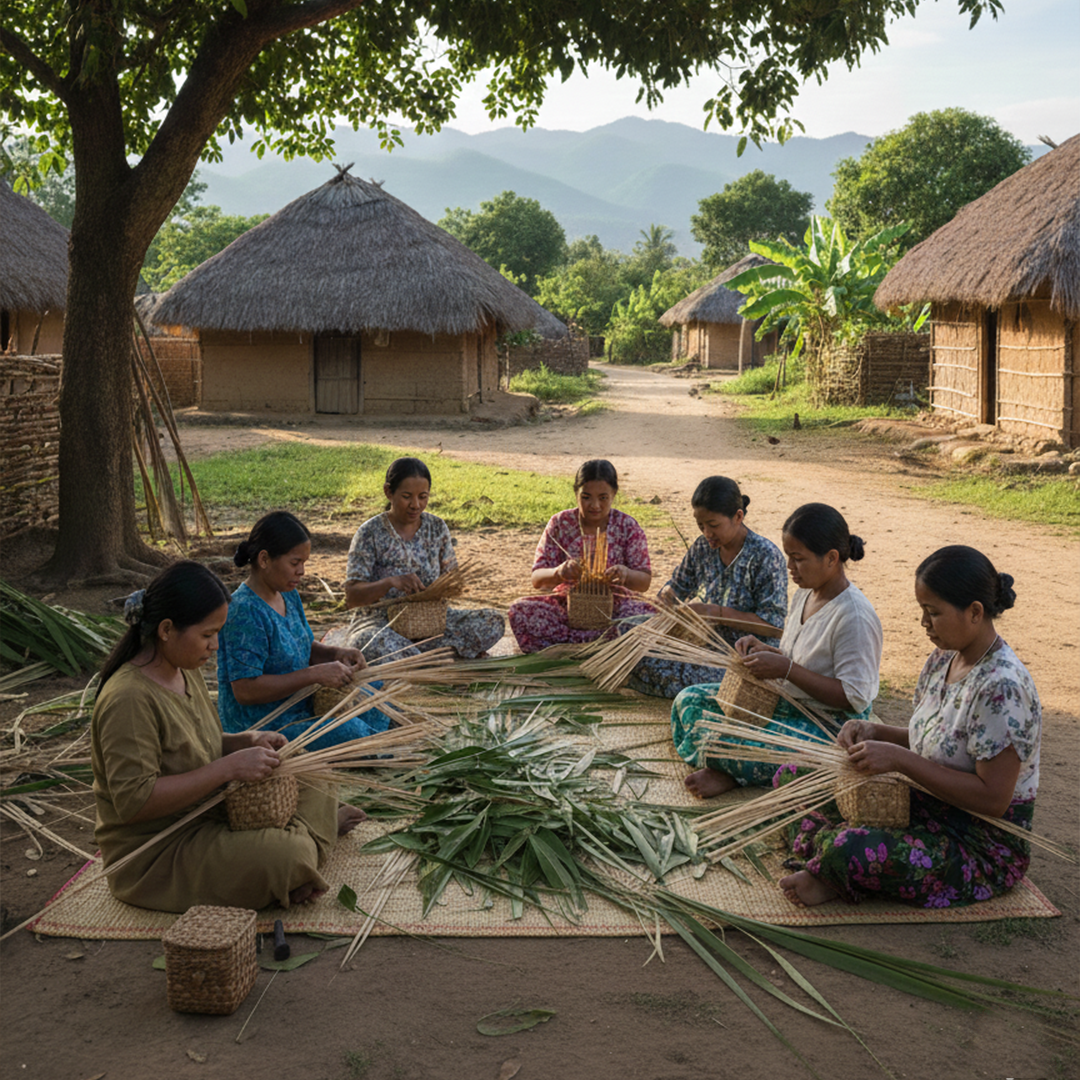 KHEONI Traditional Palm Leaf Water Water Hyacinth Box Multipurpose Storage & Utility Box – Mittai Petti, For Home, Office, Gifting