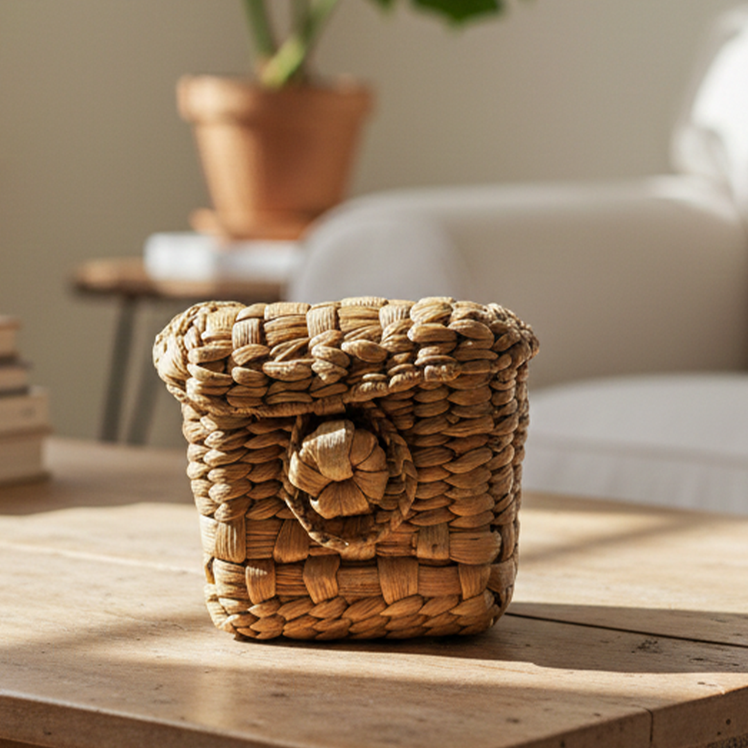 KHEONI Traditional Palm Leaf Water Water Hyacinth Box Multipurpose Storage & Utility Box – Mittai Petti, For Home, Office, Gifting