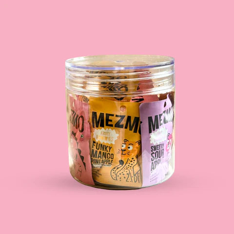 Mezmo Fruit Gummies Assorted Jar (10 Mini Packs) | No Refined Sugar | Healthy Prebiotic Snacks