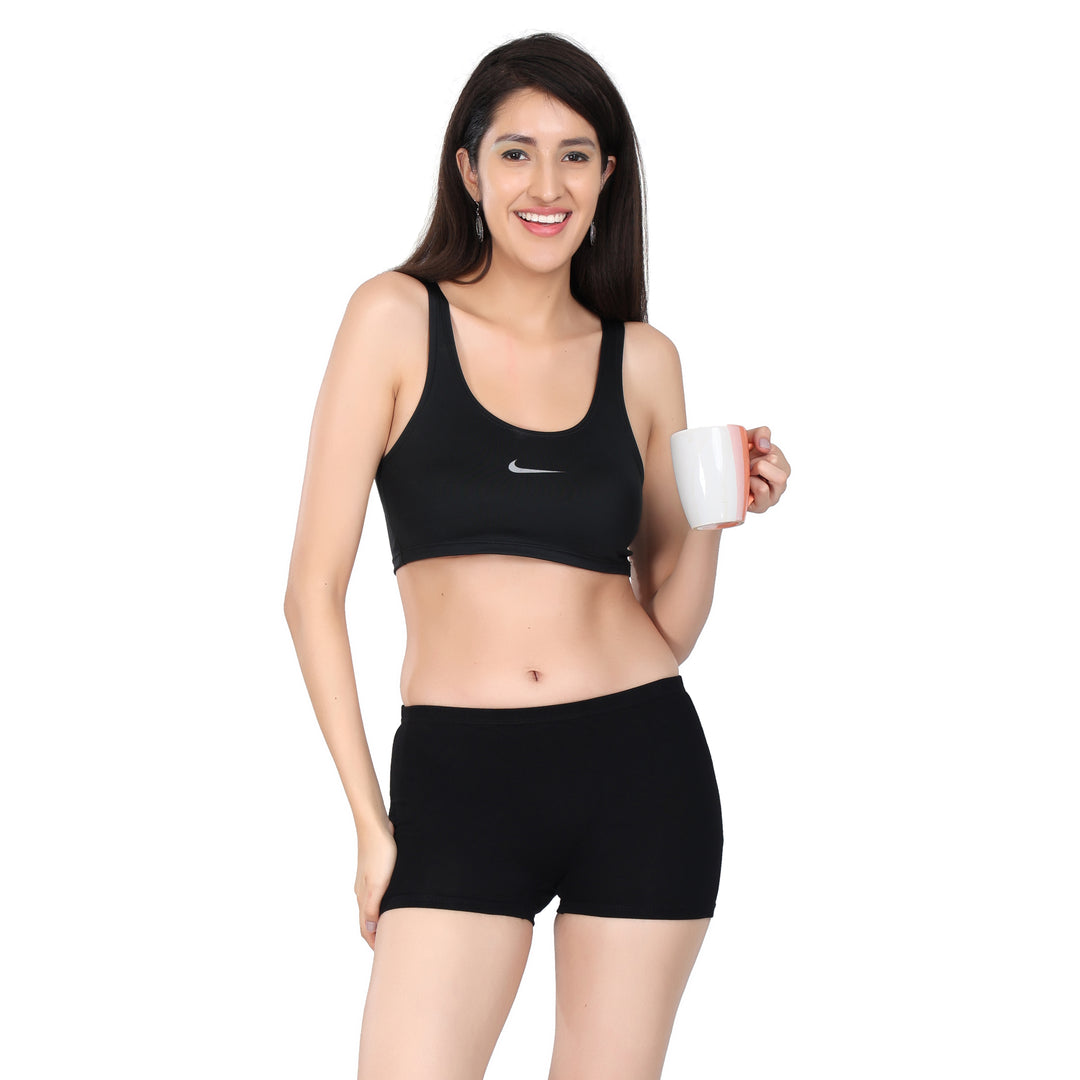 Bamboology Trends Bamboo Fabric Mid Rise Shorts Pack of 2 | Black + Grey