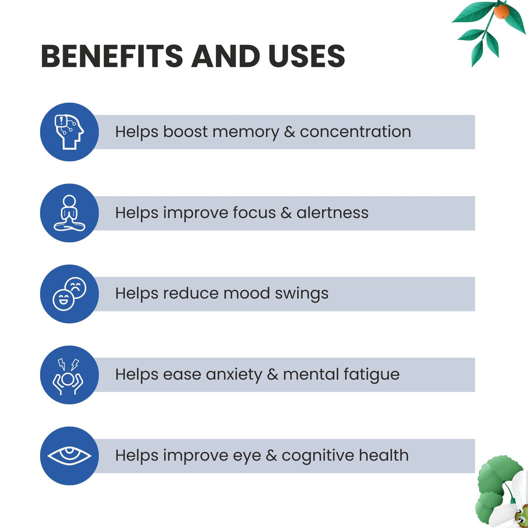 Foresta Organics Brain Health with Brahmi, Shankhpushpi & Gingko Biloba - 60 Capsules