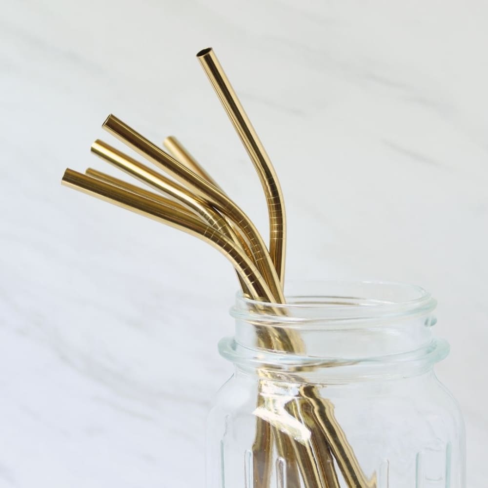 ONEarth Brass  Straws With Cleaner - Pack of 2  Bend