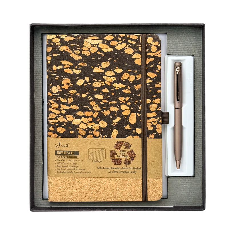 Viva Global Breve Coffee Notebook & Espresso Coffee Pen (Gift Set)