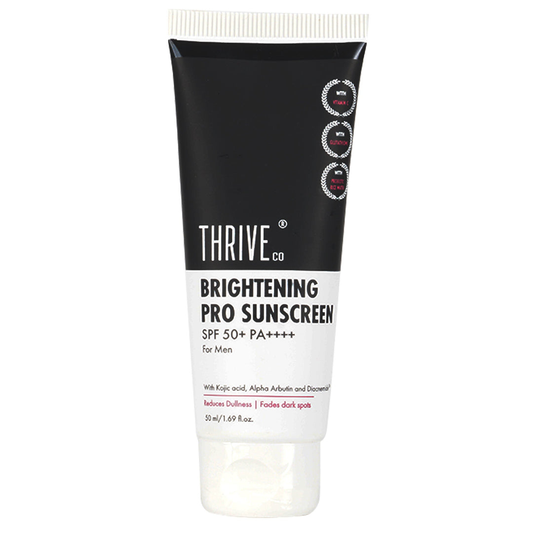 ThriveCo Brightening Pro Sunscreen For Men | SPF 50+ Pa++++ | Reduces dullness & Fades dark spots | Non-sticky & Highly Absorbant | 50ml