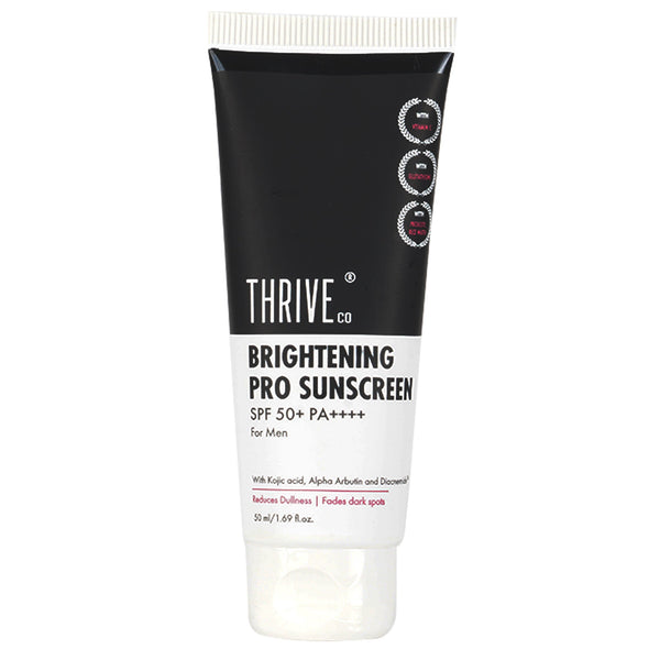 ThriveCo Brightening Pro Sunscreen For Men | SPF 50+ Pa++++ | Reduces dullness & Fades dark spots | Non-sticky & Highly Absorbant | 50ml