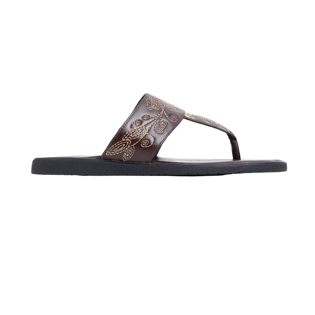 T-Rad Intricate Floral Embroidery Sandals - Brown