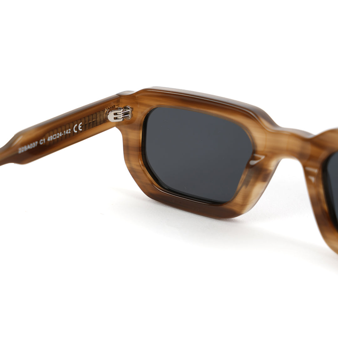 Monkstory Geometric Acetate Unisex Sunglasses - Marbleous Brown
