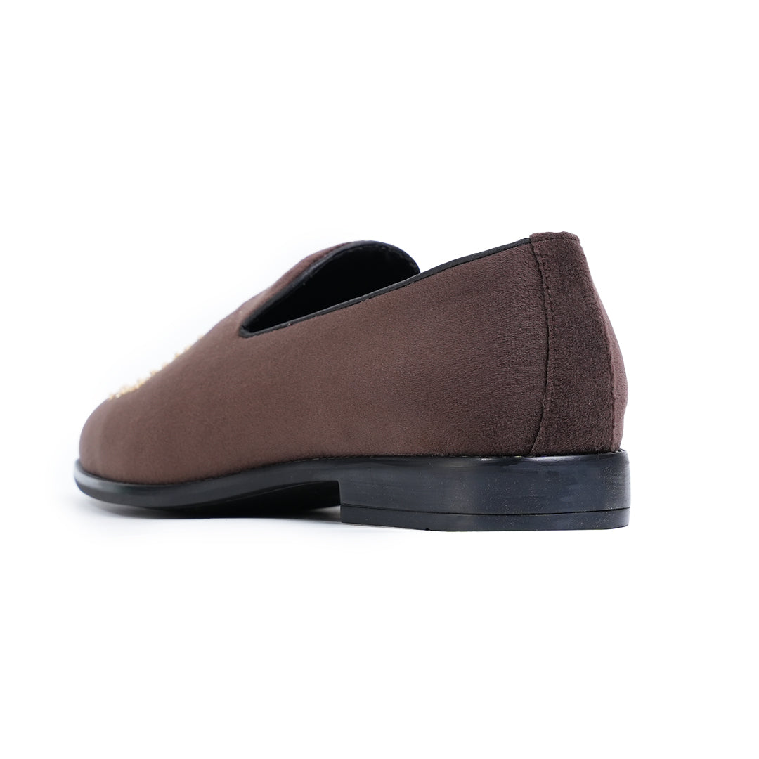 Monkstory Maharaja Zardosi Embroidered Slip-Ons – Brown