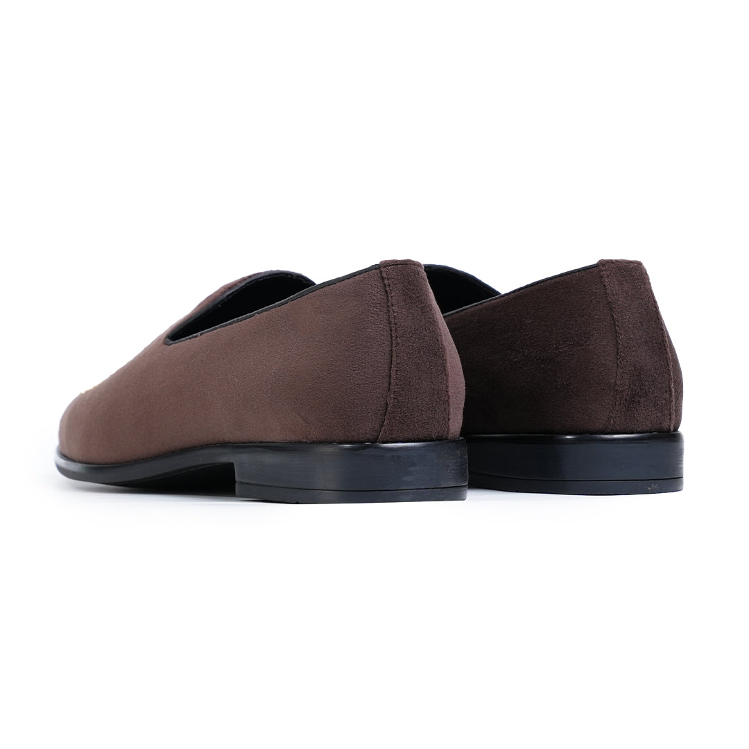 Monkstory Maharaja Zardosi Embroidered Slip-Ons – Brown