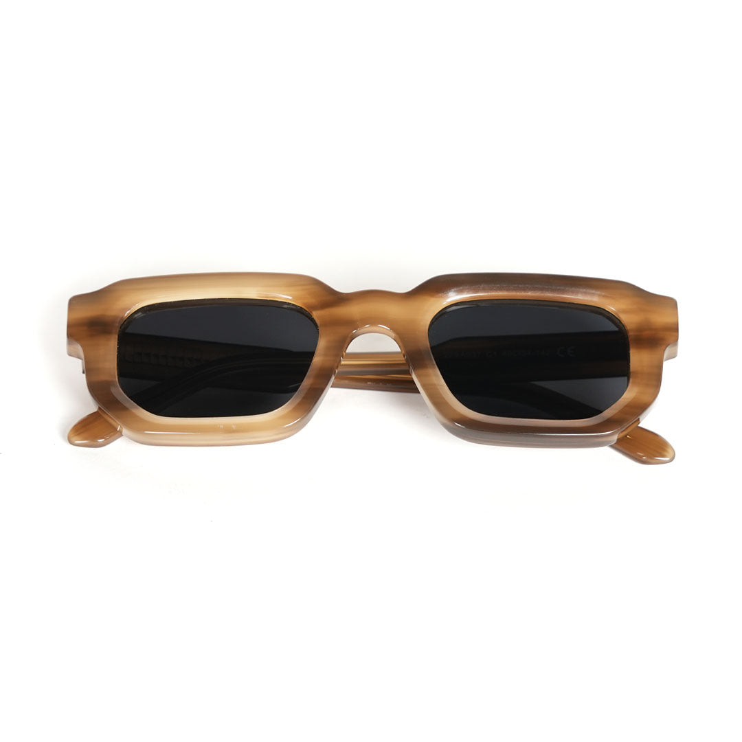 Monkstory Geometric Acetate Unisex Sunglasses - Marbleous Brown