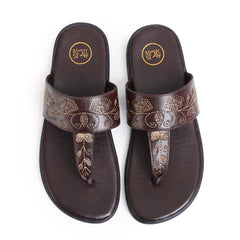 T-Rad Intricate Floral Embroidery Sandals - Brown