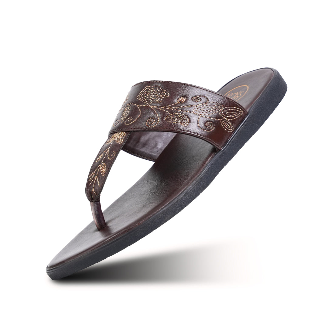 T-Rad Intricate Floral Embroidery Sandals - Brown