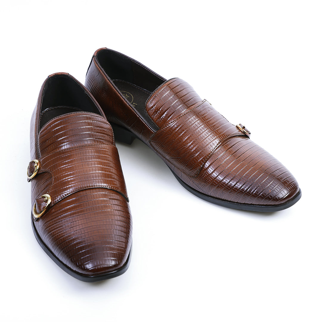 Monkstory Atelier 1970 Textured Double Monk Strap - Brown