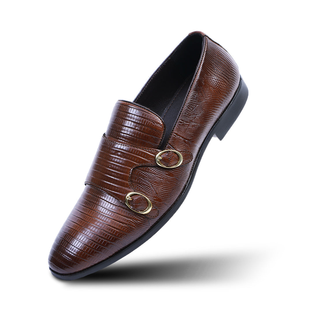 Monkstory Atelier 1970 Textured Double Monk Strap - Brown