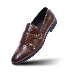 Monkstory Atelier 1970 Textured Double Monk Strap - Brown