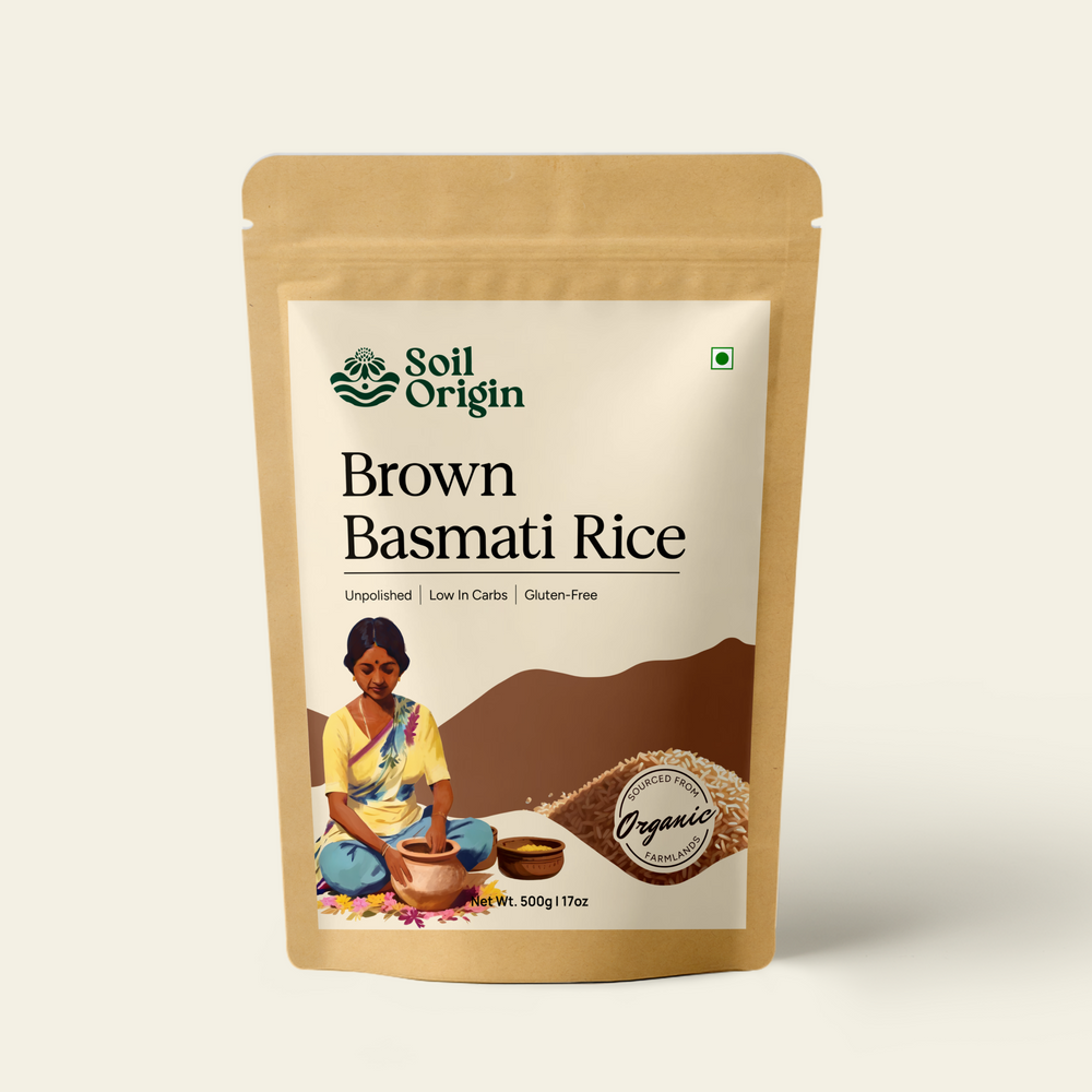 Soil Origin Brown Basmati Rice - 500 Gm (Pack of 2)