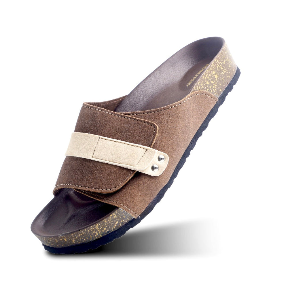 Monkstory Escape Dual Tone Cork Slides – Brown/Beige