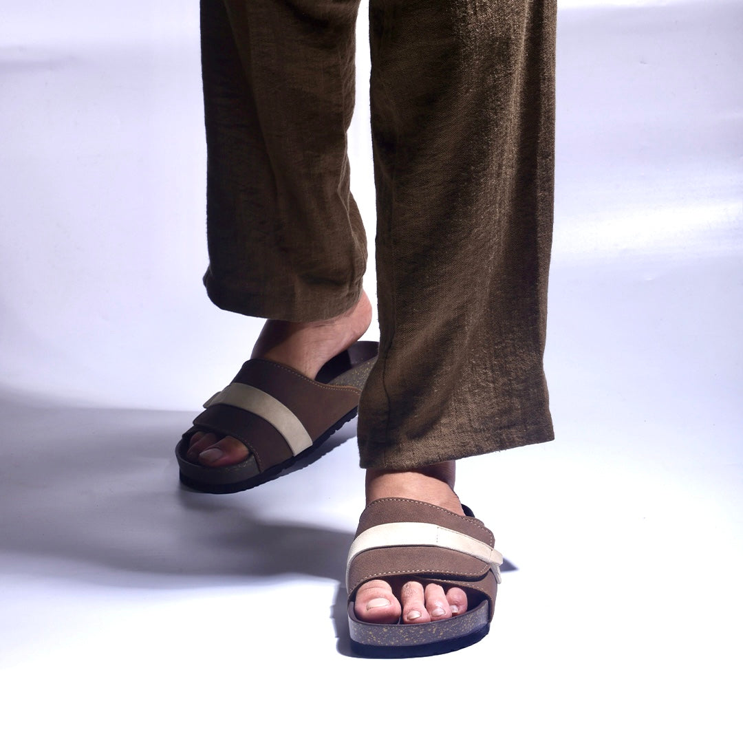 Monkstory Escape Dual Tone Cork Slides – Brown/Beige