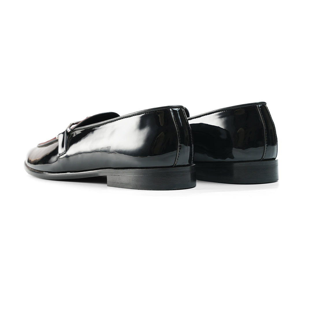 Monkstory Eclecta Glossy Side Buckle Slip Ons - Brown/Black