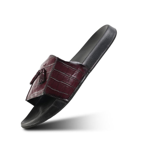 Monkstory Old Money Tassel Sliders - Burgundy