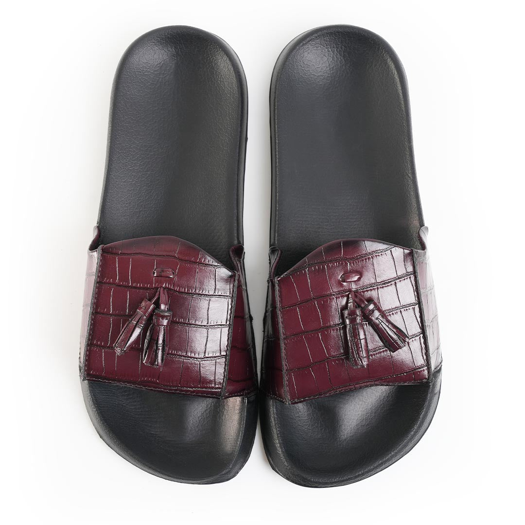 Monkstory Old Money Tassel Sliders - Burgundy